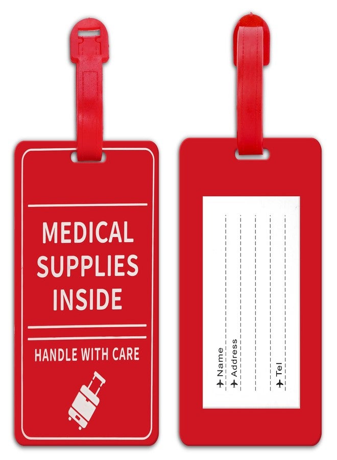 MEDMAX بطاقة تعريف طبية للأمتعة من MEDMAX، عبوة من قطعتين، مزودة ببطاقة تعريف بالاسم، تحمل عبارة "تعامل بحرص مع المستلزمات الطبية الداخلية"، مناسبة لحقائب السفر أو الحقائب التي تحتوي على أجهزة طبية، سهلة التمييز. - Image 1